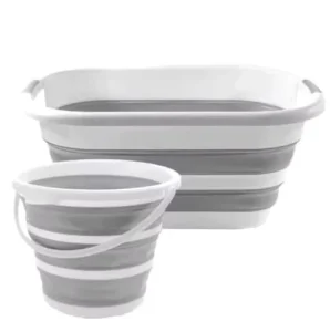 Portable Folding Outdoor Water Mop Plastic Bucket Rectangle Collapsible TPR Two Handles Eco Friendly