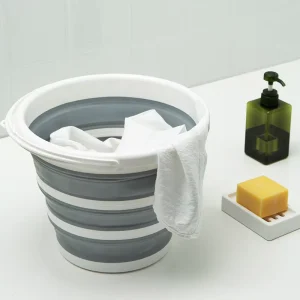 Portable Folding Plastic Bucket 10 Liter Thick Silicone Bucket Car Fishing Washing Bucket Living Room Camouflage Can Carry Home