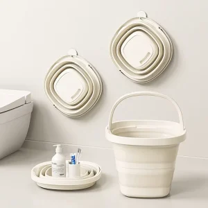 Portable Folding Plastic Bucket 10 Liter Thick Silicone Bucket Car Fishing Washing Bucket Living Room Camouflage Can Carry Home