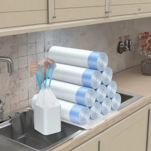 Portable HDPE Drawstring Garbage Bag Household Thickened Tear Free Kitchen Toilet Large Size OK Compost Certified Custom Logo