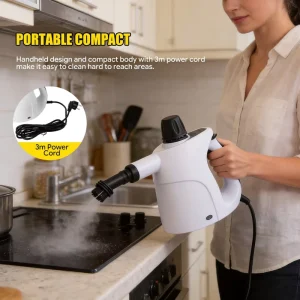 Portable Handheld Steam Cleaner, 300ML, 2.8Bar, with Brush and Nozzle Kit for Kitchen, Bathroom, and Car