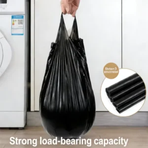 Portable Heat Sealed Heavy Duty Thick Durable Leak Proof Black Flat Mouth PLA Biodegradable Gravure Printed Garbage Bags