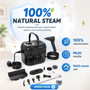 Portable High-Temperature Steam Cleaner with Adjustable Levels and 1700ml Water Tank for Household and Car