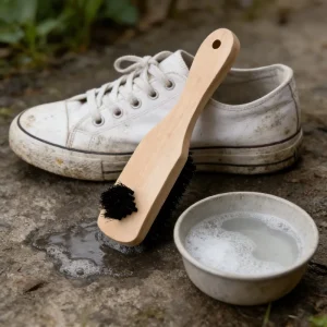 Portable Household Cleaning Brush Natural Wood Handle with Soft Bristles for Shoe Care