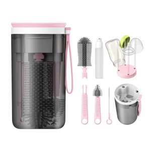 Portable Household Cleaning Kit Silicone Portable Bottle Brush and Nipple Cleaner for Soap Dispenser Drying Rack