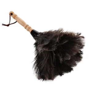 Portable Household Wood Handle Ostrich Feather Duster Anti Static Ostrich Feather Fur Brush Duster Dust Cleaning Tool
