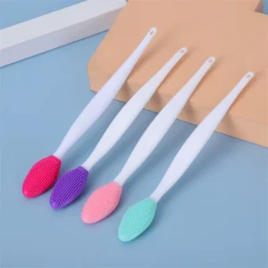 Portable Long Handle Plastic Silicone Lip Nose Cleaner Brush Exfoliating Function Soft Bristles Multi colors OEM ODM Available
