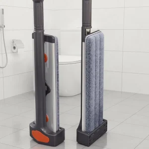 Portable Microfiber Flat Mop Scraper Set Automatic Wringing Eco-friendly High Dehydration Rate Quick Absorption 2 Mopheads