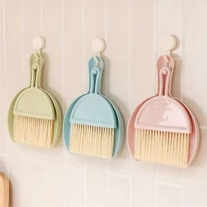 Portable Mini 2 in 1 Broom Dustpan Set Soft Bristles Modern Design Handheld Brush Office Desk Cleaning Compact