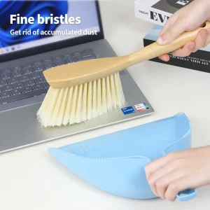 Portable Mini Dustpan and Brush Set with Bamboo Handle PET Broom Head Convenient Cleaning Combo