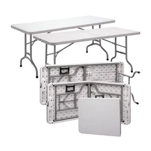 Portable Outdoor Furniture 6ft White Rectangular Plastic Foldable Banquet Catering Bbq Camping Picnic Folding Table