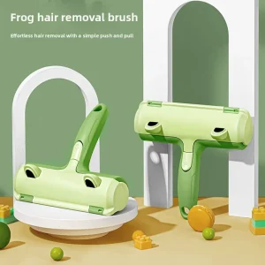 Portable Pet Hair Remover Roller Efficient Hair Removal Frog Design Reusable Self Cleaning ABS Material Tool