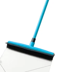 Portable Telescopic Broom with TPR Head Soft Cleaning Silicone Rubber Pet Hair Remover for Carpet Floor Squeegee