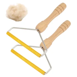 Portable Wooden Handle Stainless Steel Lint Brush Anti Rust Reusable Dog Cat Hair Remover Clothes Shaver Roller