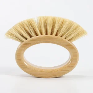 Pot Brush Kitchen Vegetable and Fruit Brush Creative Oval Bamboo Dish Washing Brush