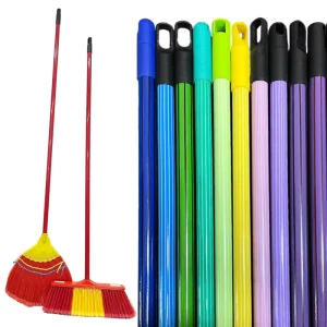 Powder Coated Metal Broom Handle with Plastic Broom Head 120cm Mop Metal Stick Colored Solid Iron Broom Stick Sweeping Brush