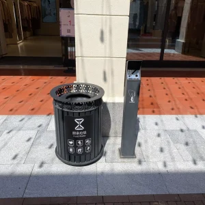 Powder Coated Steel Waste Container Metal Trash Bin Outdoor Park Trash Bin Steel