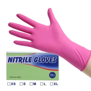 Powder free Pure Nitrile Disposable Gloves 3mil 4mil 5mil Durable Food Grade Waterproof Pink XS S M L XL Kitchen Cleaning