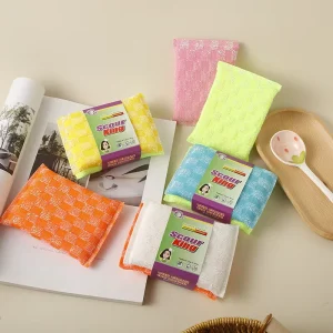 Powerful Household Non Scratch Fabric Cloth Odor Resistant Dishwashing Sponge Scouring Pad Kitchen