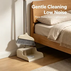 Practical Household Cleaning Kit Modern Style Soft Bristle Broom With Foldable Plastic Dustpan for Family Daily Use