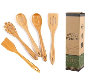 Premium Bamboo & Wooden Kitchen Utensils Set Eco Friendly Reusable Cooking Tools with Custom Packaging