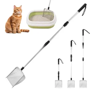 Premium Chicken & Small Animal Poop Remover Scoop Telescoping Chromium Plated Iron Scoop with Interchangeable Heads