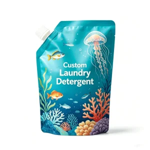 Premium Custom Printed Household Cleaner Laundry Detergent Packaging Reusable Stand up Spout Pouch Durable Leakproof Plastic Bag