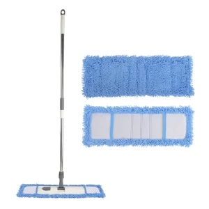 Premium Fine Chenille Telescopic Steel Flat Mop High Absorption Lightweight Easy Clean Office Household Floor Cleaning