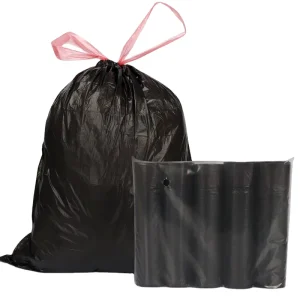 Premium Heavy Duty 33 Gallon Black Plastic Drawstring Garbage Trash Bags for Home Construction Use