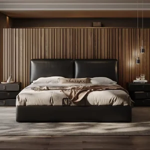 Premium Product Modern Minimalist Leather Comfort Experience Floating Design Storage Bed Foshan Factory Direct Sales