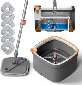 Premium Spin Mop and Bucket Set with Wheels & Drainage Hole Heavy-Duty Cleaning Tool for Household Brands