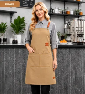 Premium Waterproof Canvas Apron Adjustable Neck Workwear Apron for Chef Barista Carpenter