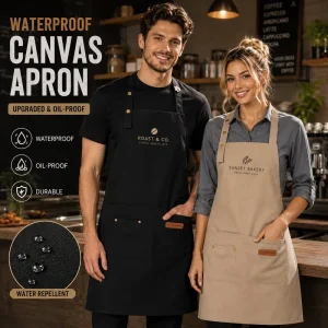 Premium Waterproof Canvas Apron for Men & Women Durable Barista BBQ & Kitchen Work Apron