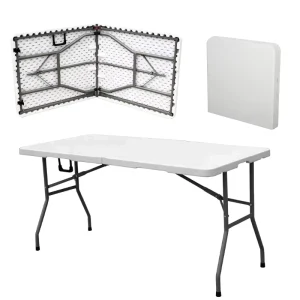 Price Sale Outdoor Garden Stackable Restaurant Dining White Plastic HDPE Folding Table For Party