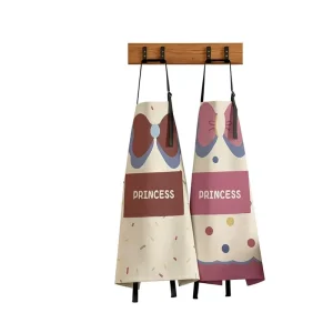 Princess’s Kitchen Sleeveless Apron with Pocket Polyester Anti-pollution Neck Cartoon Catering Cute Waist Work Clothes