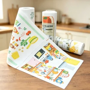 Printed Kitchen Dish Cloths Tearable Household Cleaning Rags Absorbent Oil Removing Reusable Cleaning Cloth