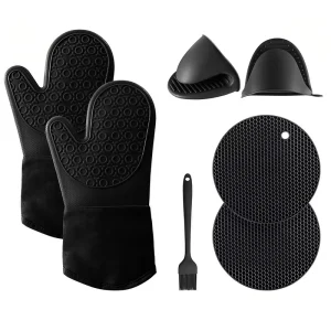 Printed Plaid Silicone Gloves Thickened Household Kitchen Gloves High Temperature Heat Insulation