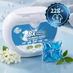 Private Label 22g Big Size Luxury Scent Natural Enzyme Anti Bacterial Eco Friendly Laundry Liquid Pods for Family Hotel Washing