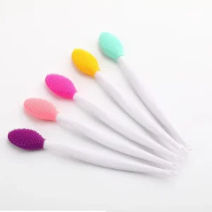 Private Label Double Side Soft Silicone Lip Scrub Tool Nose Blackhead Remove Brush Exfoliating Lip Brush Nose Cleaning Brush