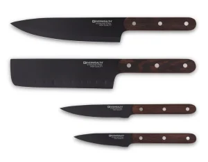 Professional 3Cr13 Stainless Steel 4 PCS Black Oxidation Kitchen Knife With Wenge Wood Handle