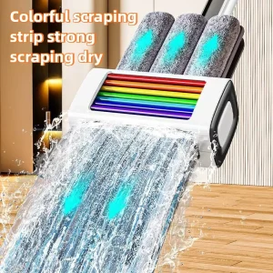 Professional Aluminum Alloy Swivel Handle Eco Friendly High Capacity Flat Mop No Wash Comes 2 Ultra fine Fiber Cloth Floor