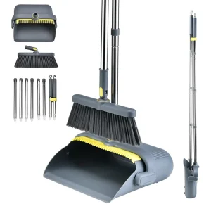 Professional Broom Dustpan Combo with Wide Head for Large Coverage and Sturdy Construction