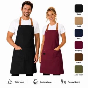 Professional Chef Apron Waterproof Canvas Kitchen Work Apron Custom Logo Available OEM Supply