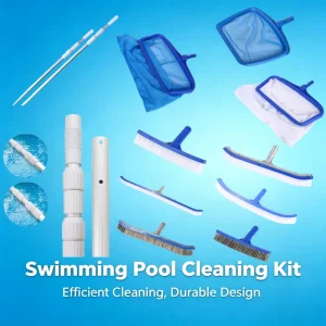 Professional Eco-Friendly High Efficiency Pool Skimmer Brush Kit UV Resistant PE Mesh Telescoping Pole Cleaner for Ground Pools