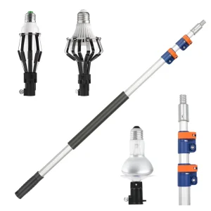 Professional Eco-Friendly Telescoping Light Bulb Remover Tool Anti-Drop Cage Strong Suction Cup Aluminum Alloy Light Bulb