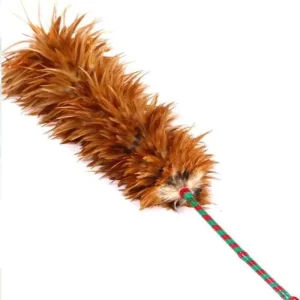 Professional Feather Duster with Flexible Portable Long Fixed Bamboo Handle for Easy Home Furniture and Auto Dusting