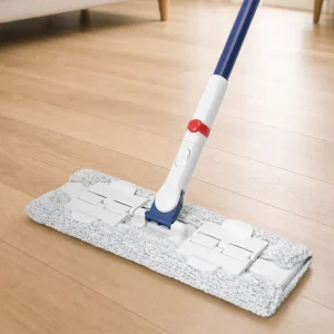 Professional Flat Mop with Microfiber Head Telescopic Handle Rotating Head Manual Wringing for Floor Cleaning