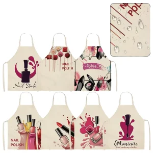 Professional Japanese style Nail Art Apron Cotton linen Sleeveless Waterproof Stain Resistant for Nail Salon & DIY Use
