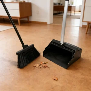 Professional Long Handle Broom and Dustpan Set for Garage Patio Kitchen Stiff Bristles