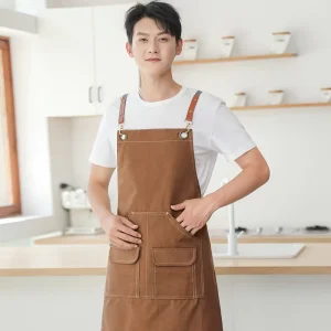 Professional Manufacturer Chef Uniform Bib Kitchen Apron Custom Aprons Men Women Pockets Cooking Baking Canvas